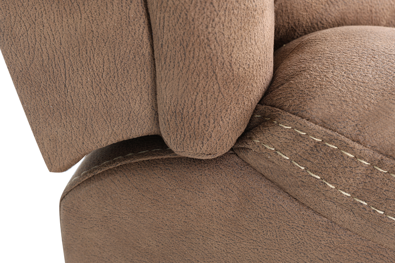Fauteuil à inclinaison électrique Marcel de 39 po en po en tissu d’apparence cuir  avec port USB – brun chaud
