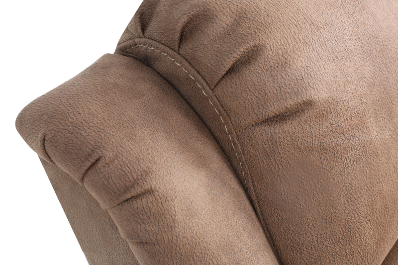 Fauteuil à inclinaison électrique Marcel de 39 po en po en tissu d’apparence cuir  avec port USB – brun chaud