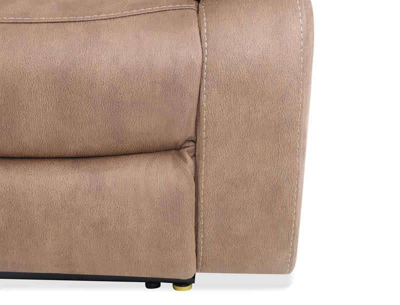 Fauteuil à inclinaison électrique Marcel de 39 po en po en tissu d’apparence cuir  avec port USB – brun chaud