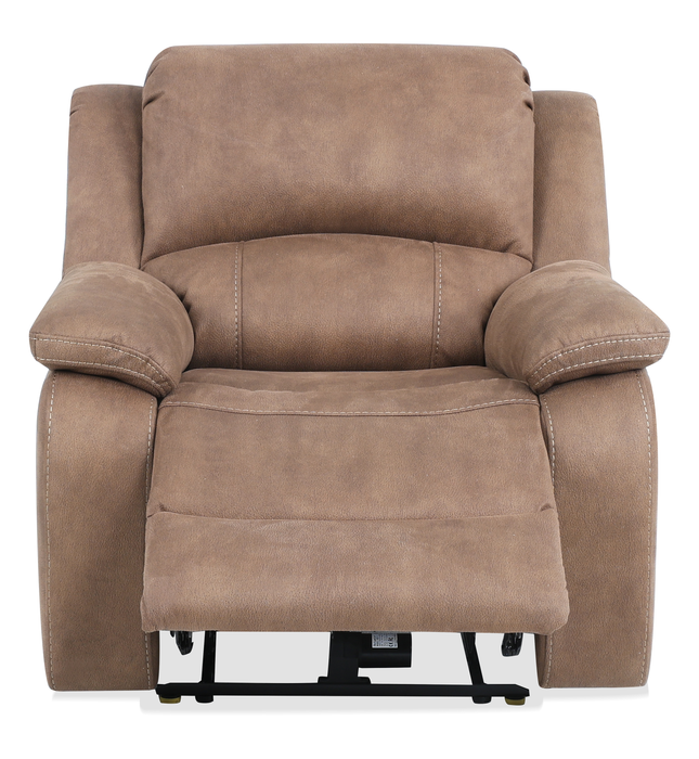 Fauteuil à inclinaison électrique Marcel de 39 po en po en tissu d’apparence cuir  avec port USB – brun chaud