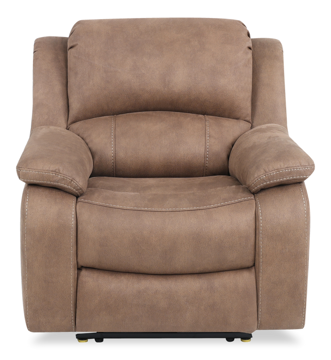 Fauteuil à inclinaison électrique Marcel de 39 po en po en tissu d’apparence cuir  avec port USB – brun chaud