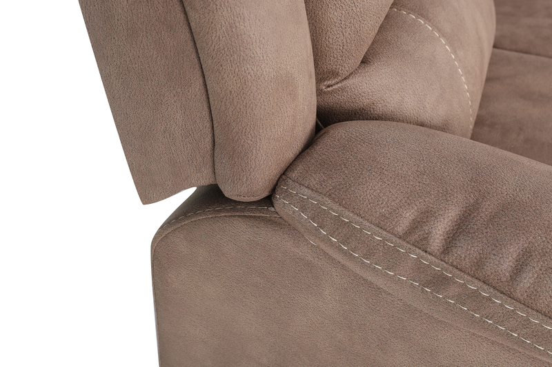 Sofa sectionnel à inclinaison électrique Marcel 6 pièces en tissu d’apparence cuir avec console de rangement et port USB - brun chaud