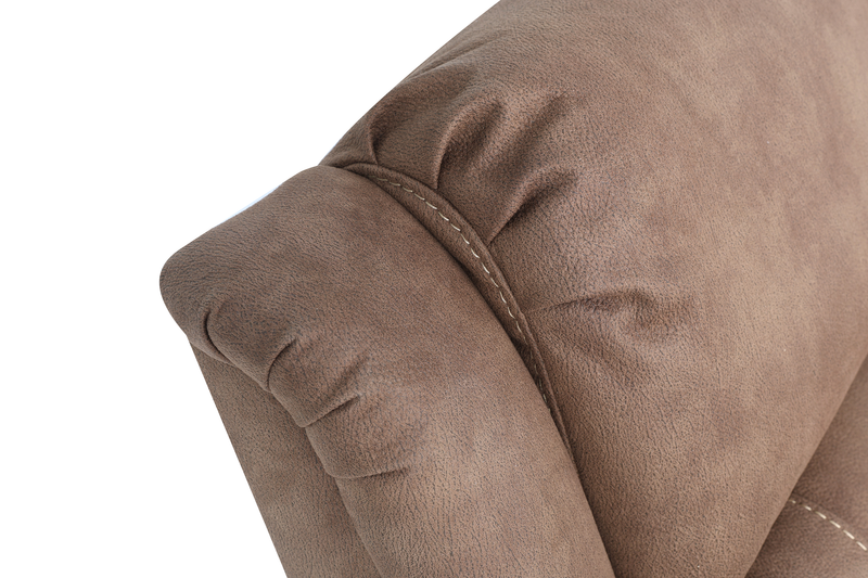 Sofa sectionnel à inclinaison électrique Marcel 6 pièces en tissu d’apparence cuir avec console de rangement et port USB - brun chaud