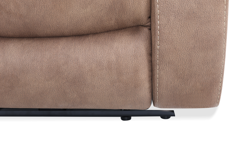 Sofa sectionnel à inclinaison électrique Marcel 6 pièces en tissu d’apparence cuir avec console de rangement et port USB - brun chaud