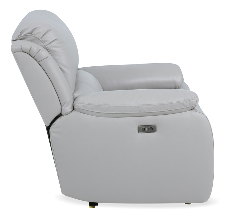 Fauteuil à inclinaison électrique Marcel de 39 po en cuir véritable avec port USB – gris apaisant