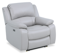 Fauteuil à inclinaison électrique Marcel de 39 po en cuir véritable avec port USB – gris apaisant
