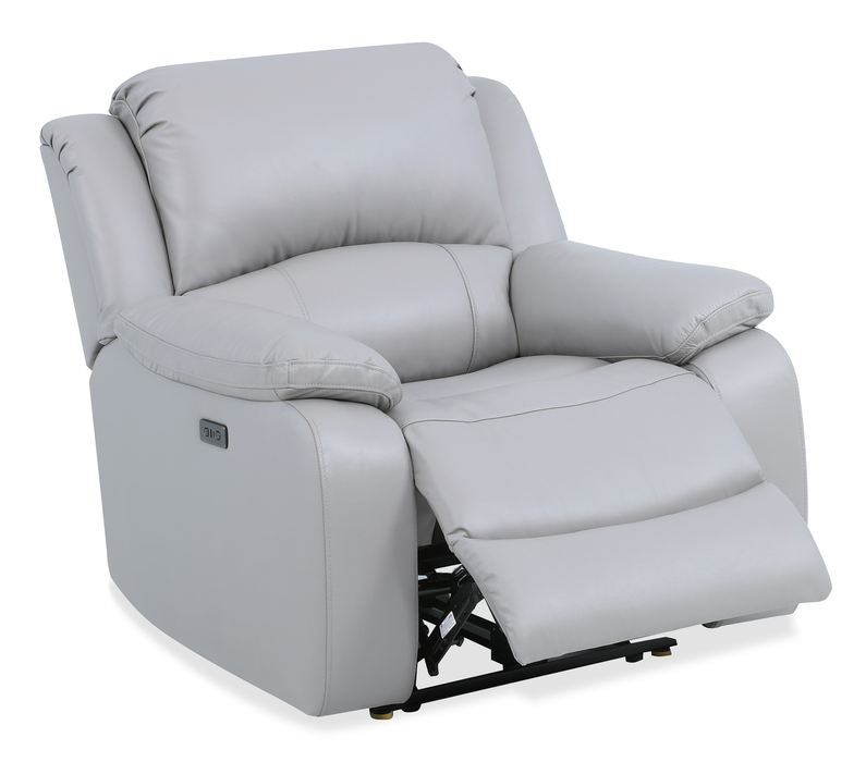 Fauteuil à inclinaison électrique Marcel de 39 po en cuir véritable avec port USB – gris apaisant