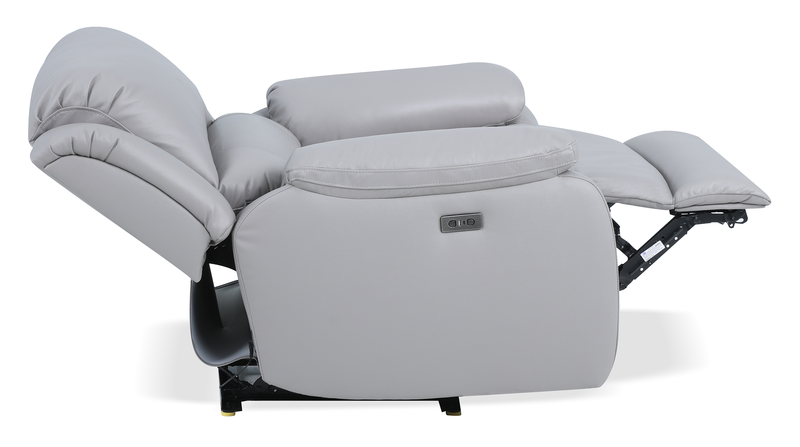 Fauteuil à inclinaison électrique Marcel de 39 po en cuir véritable avec port USB – gris apaisant