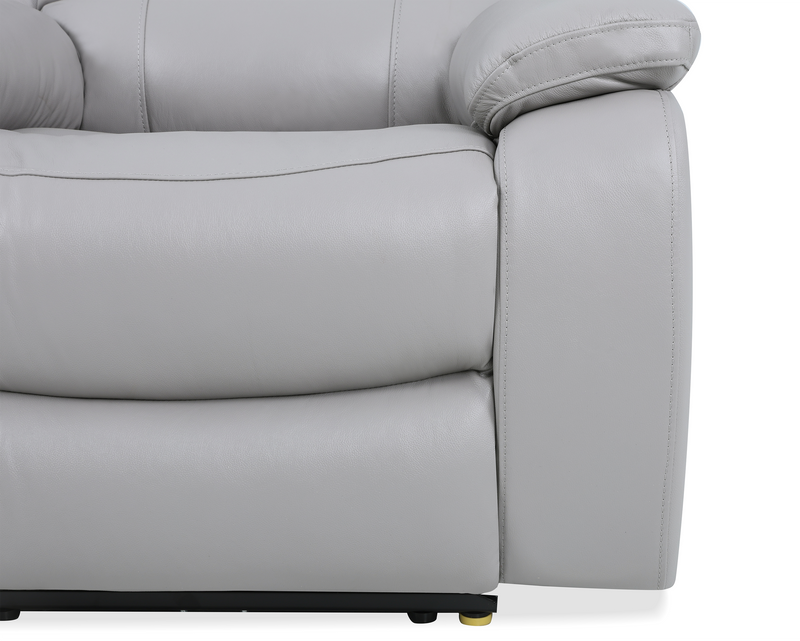 Fauteuil à inclinaison électrique Marcel de 39 po en cuir véritable avec port USB – gris apaisant