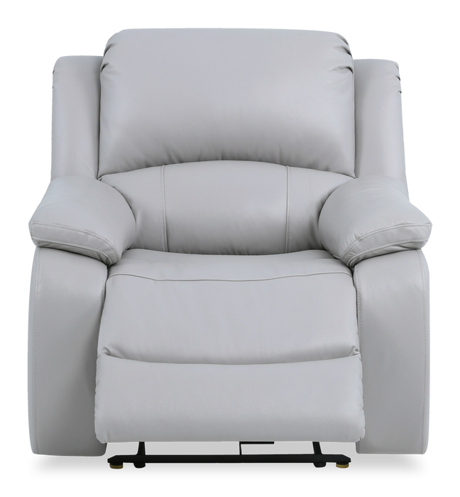 Fauteuil à inclinaison électrique Marcel de 39 po en cuir véritable avec port USB – gris apaisant