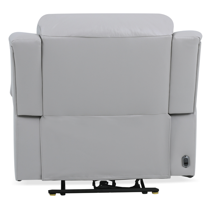 Fauteuil à inclinaison électrique Marcel de 39 po en cuir véritable avec port USB – gris apaisant