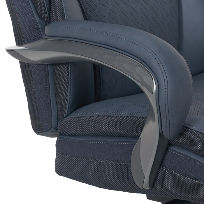 Fauteuil président large et haut Maximos de Shaquille O’Neal Home de 29,5 po à dossier haut avec appuie-tête prolongé – bleu