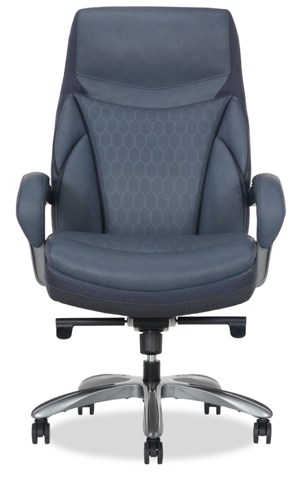 Fauteuil président large et haut Maximos de Shaquille O’Neal Home de 29,5 po à dossier haut avec appuie-tête prolongé – bleu