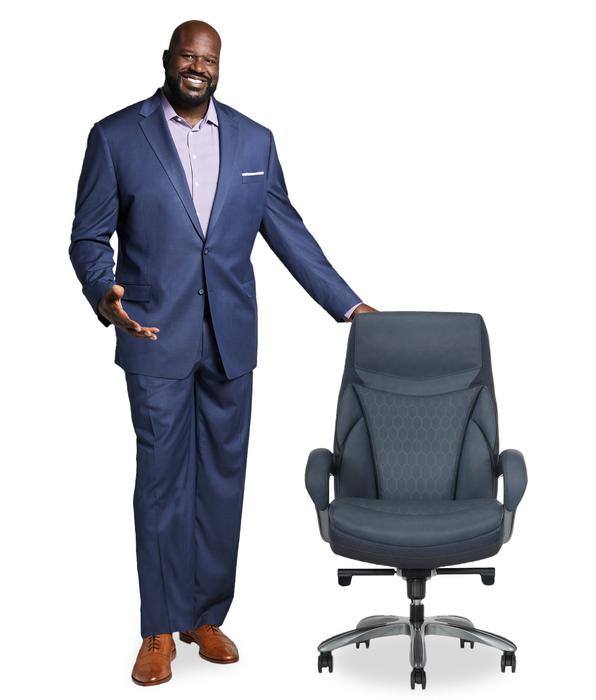 Fauteuil président large et haut Maximos de Shaquille O’Neal Home de 29,5 po à dossier haut avec appuie-tête prolongé – bleu