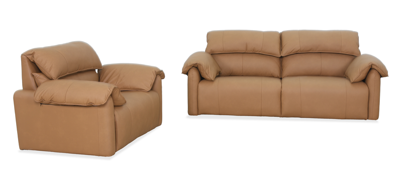 Fauteuil à inclinaison électrique Momento de 54 po en cuir véritable - caramel
