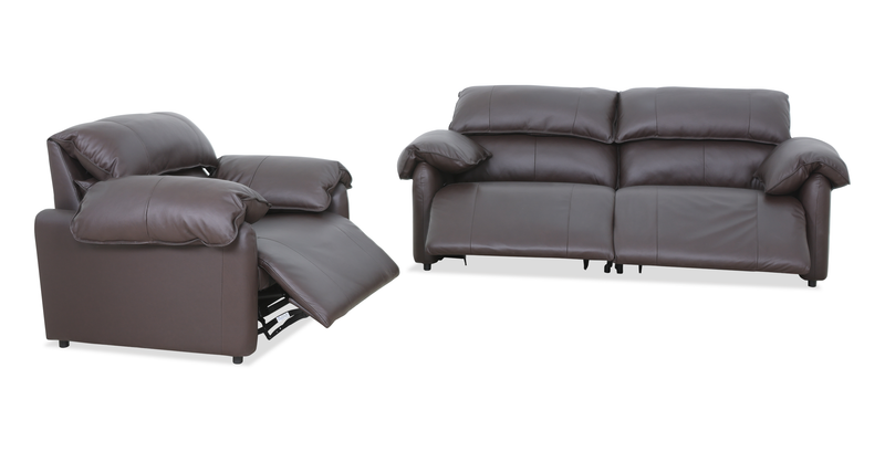 Sofa à inclinaison électrique Momento de 90 po en cuir véritable - chocolat