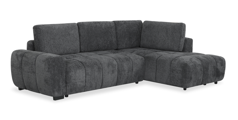 Sofa sectionnel-lit de droite Moonlight 2 pièces avec fauteuil long de rangement - gris