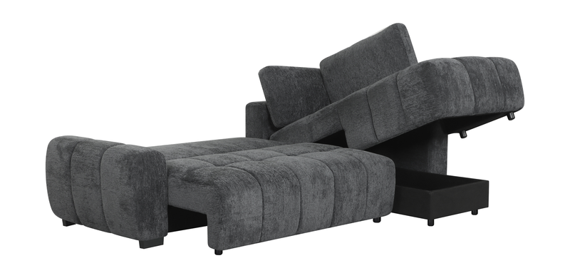 Sofa sectionnel-lit de droite Moonlight 2 pièces avec fauteuil long de rangement - gris
