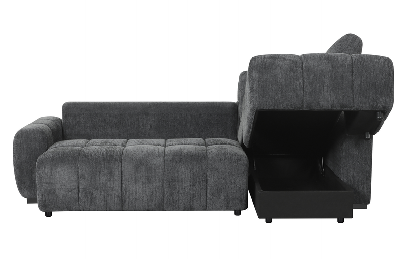Sofa sectionnel-lit de droite Moonlight 2 pièces avec fauteuil long de rangement - gris