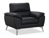  Fauteuil contemporain Mystic de 41,7 po en cuir véritable - noir