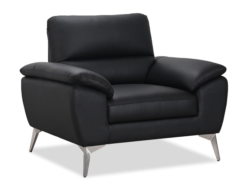 Fauteuil contemporain Mystic de 41,7 po en cuir véritable - noir
