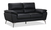 Causeuse contemporaine Mystic de 65,7 po en cuir véritable - noire