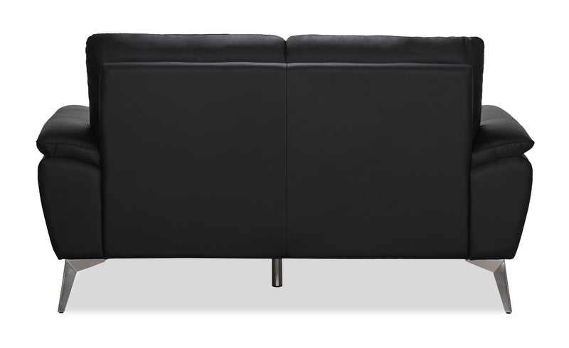 Causeuse contemporaine Mystic de 65,7 po en cuir véritable - noire