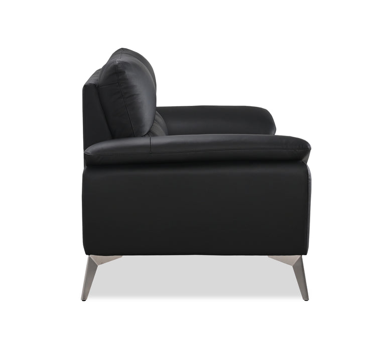 Causeuse contemporaine Mystic de 65,7 po en cuir véritable - noire