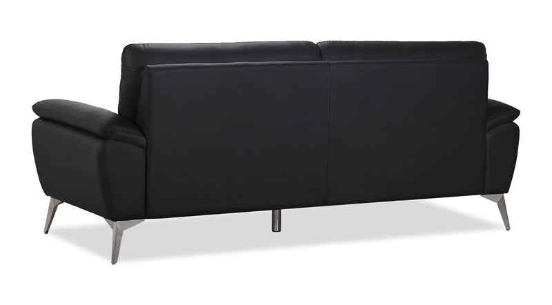 Sofa contemporain Mystic de 85,4 po en cuir véritable - noir