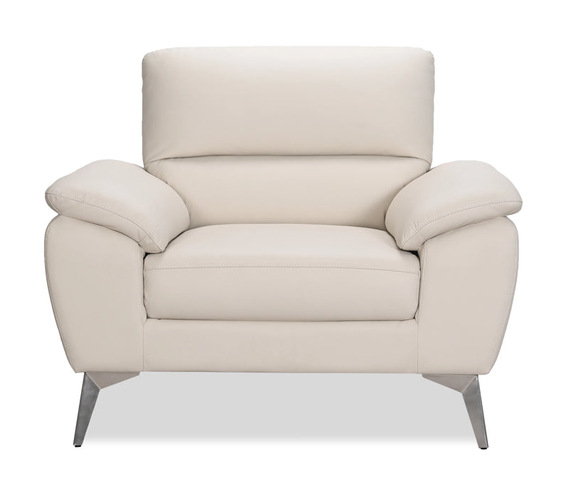 Fauteuil contemporain Mystic de 41,7 po en cuir véritable - givre