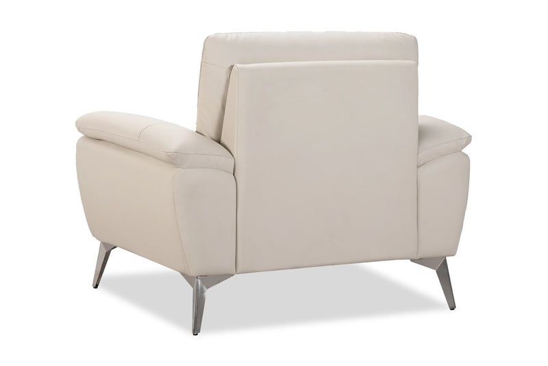 Fauteuil contemporain Mystic de 41,7 po en cuir véritable - givre