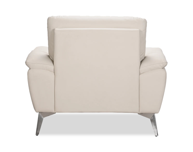 Fauteuil contemporain Mystic de 41,7 po en cuir véritable - givre