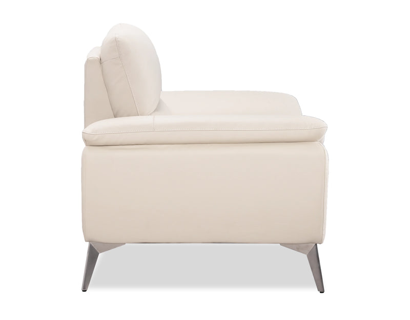 Fauteuil contemporain Mystic de 41,7 po en cuir véritable - givre