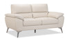 Causeuse contemporaine Mystic de 65,7 po en cuir véritable - givre