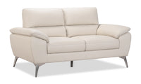  Causeuse contemporaine Mystic de 65,7 po en cuir véritable - givre
