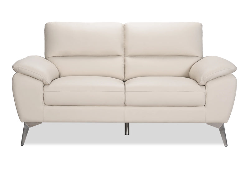 Causeuse contemporaine Mystic de 65,7 po en cuir véritable - givre