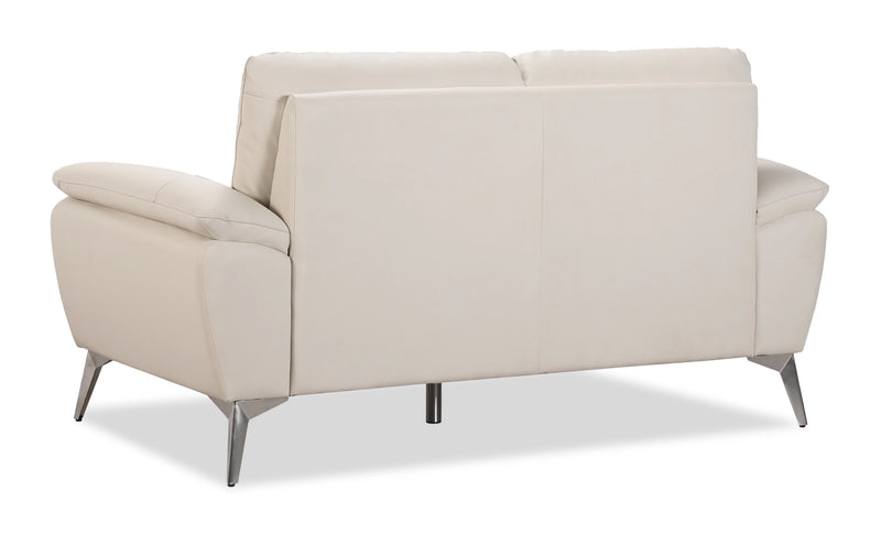 Causeuse contemporaine Mystic de 65,7 po en cuir véritable - givre