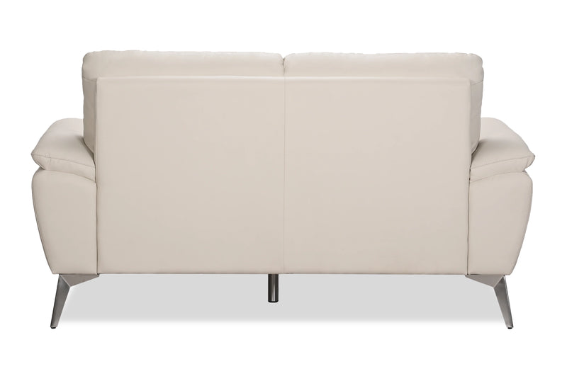 Causeuse contemporaine Mystic de 65,7 po en cuir véritable - givre