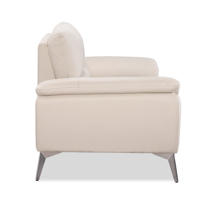 Causeuse contemporaine Mystic de 65,7 po en cuir véritable - givre
