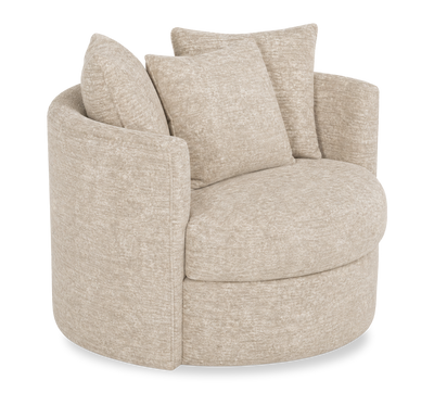 Made in Canada Sofa Lab Customizable Nest 42" Fabric Swivel Accent Chair – Plush Parchment  | Fauteuil d’appoint pivotant personnalisable Nest de Sofa Lab de 42 po fabriqué au Canada en tissu - Plush Parchment