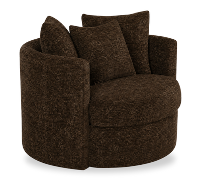 Made in Canada Sofa Lab Customizable Nest 42" Fabric Swivel Accent Chair – Plush Chocolate  | Fauteuil d’appoint pivotant personnalisable Nest de Sofa Lab de 42 po fabriqué au Canada en tissu -  Plush Chocolate