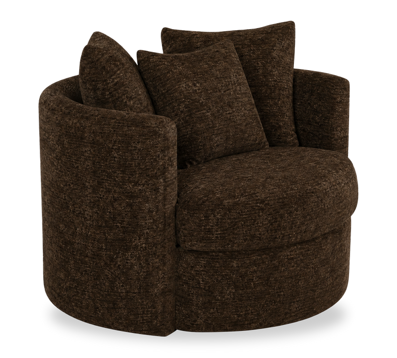  Fauteuil d’appoint pivotant personnalisable Nest de Sofa Lab de 42 po fabriqué au Canada en tissu -  Plush Chocolate