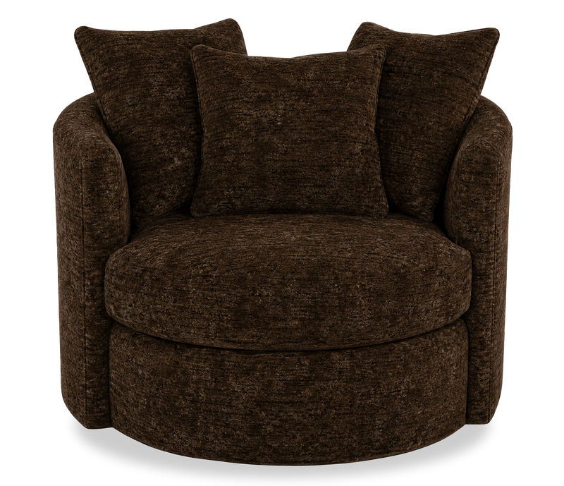  Fauteuil d’appoint pivotant personnalisable Nest de Sofa Lab de 42 po fabriqué au Canada en tissu -  Plush Chocolate