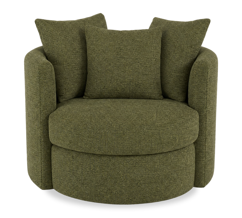 Fauteuil d’appoint pivotant personnalisable Nest de Sofa Lab de 42 po fabriqué au Canada en tissu - Chenille Moss