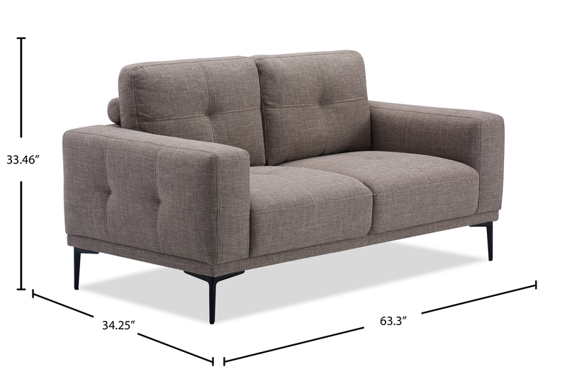 Causeuse Nola de 63,3 po en tissu avec coussins de dossier amovibles - moka