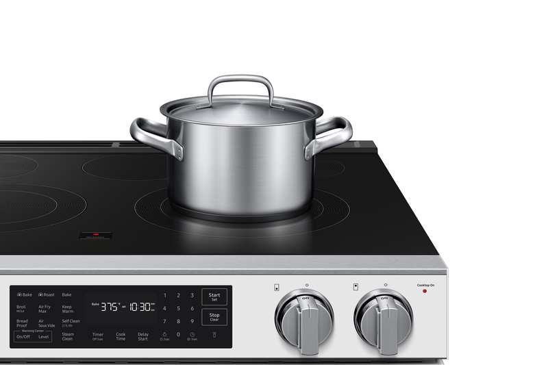 Cuisinière électrique encastrée Samsung de 6,3 pi3 avec friture à air Air Fry Max - verre blanc - NSE80H63SWAC