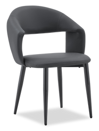 Chaise de salle à manger Orion en tissu de cuir végétalien et en métal - anthracite