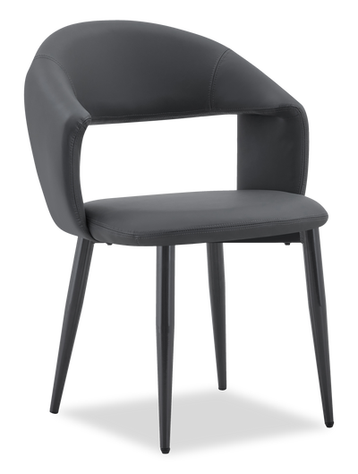 Orion Dining Chair with Vegan-Leather Fabric, Metal – Charcoal | Chaise de salle à manger Orion en tissu de cuir végétalien et en métal - anthracite