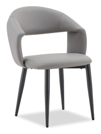 Chaise de salle à manger Orion en tissu de cuir végétalien et en métal - grise