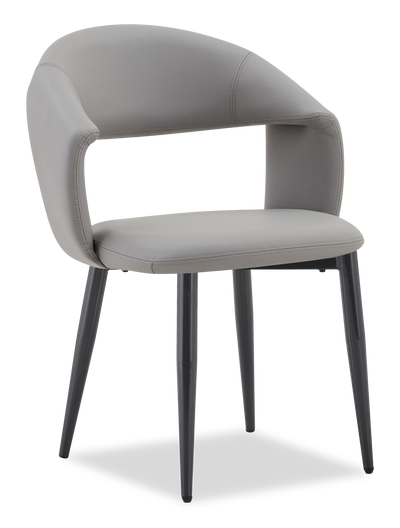 Orion Dining Chair with Vegan-Leather Fabric, Metal – Grey | Chaise de salle à manger Orion en tissu de cuir végétalien et en métal - grise
